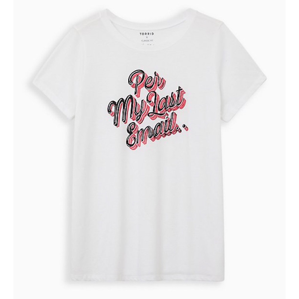Torrid Everyday Tee- Signature Jersey Per My Last Email White NWT
